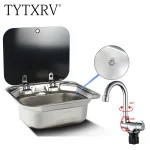 TYTXRV – accessoires de caravane, évier de camping-car en acier inoxydable, lavabo à main avec robinet plié pour caravane, bateau, cuisine