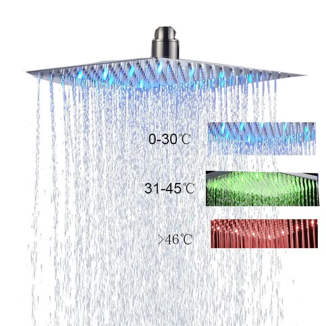 Pommeau de douche de luxe chromé à LED en acier inoxydable – vue 3