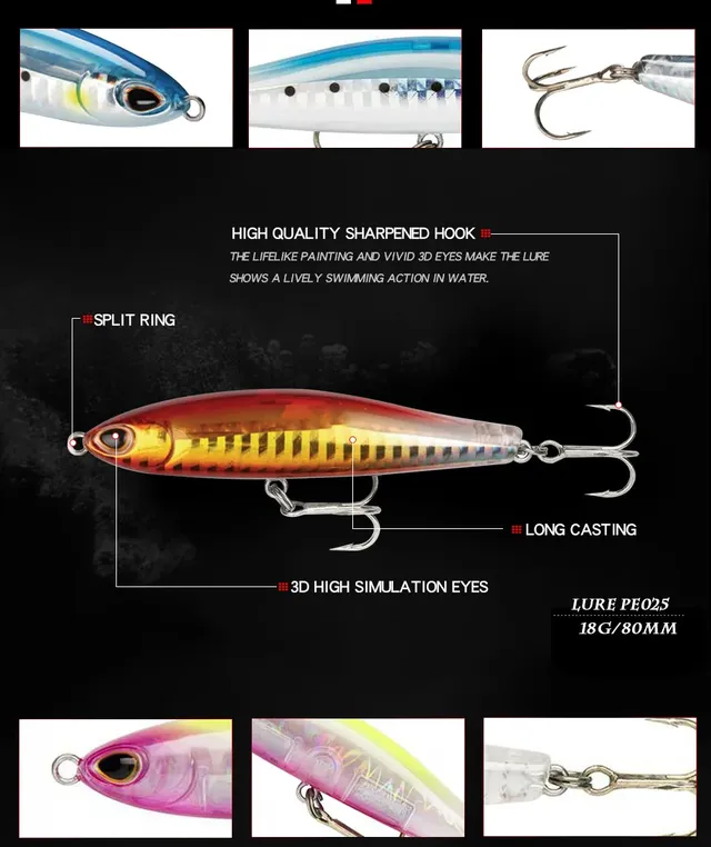 Leurre de pêche coulant crayon – vue 3