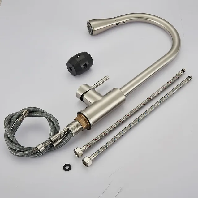Rozin Nickel brossé robinet de cuisine monotrou retirer… – vue 6