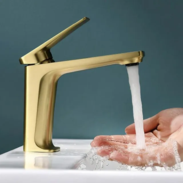 Mitigeur lavabo monocommande robinet contemporain doré… – vue 2