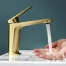 Mitigeur lavabo monocommande robinet contemporain doré… – vue 2