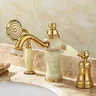 Robinet de lavabo en laiton doré et Jade – vue 5