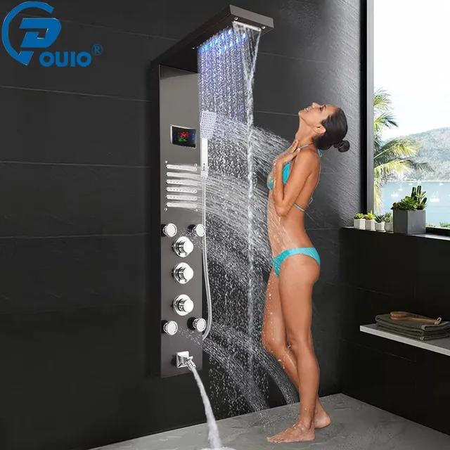 Panneau de douche noir IO vissé