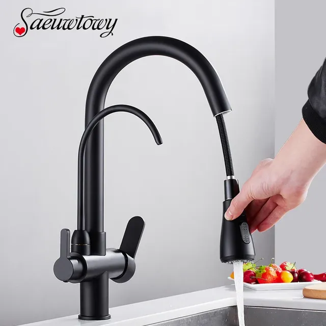 Robinet de cuisine à filtre en laiton Nickel brossé