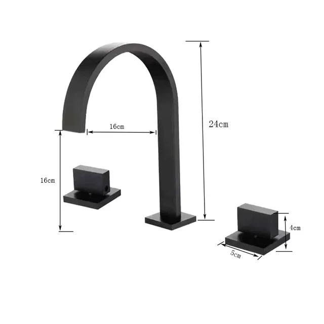 Robinet cascade de salle de bains noir – vue 6