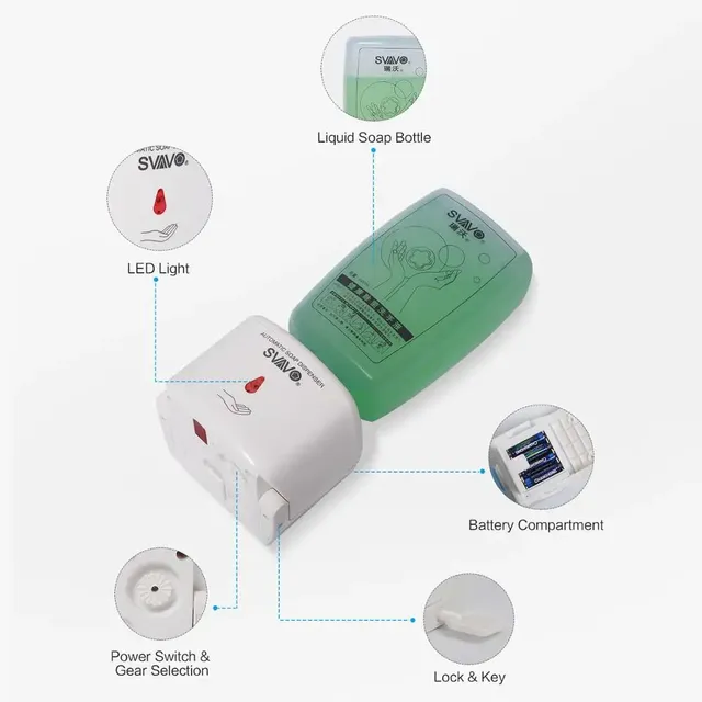 SVAVO 750ml distributeur de savon automatique mural… – vue 5