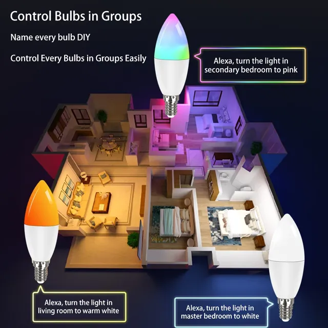 Ampoule intelligente Wifi E14 lampe à bougie RGB + CW +… – vue 5