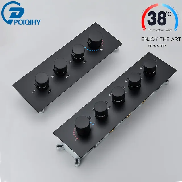 Vanne thermostatique noire à 3 sorties