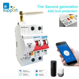 Disjoncteur WiFi intelligent à 2 phases, interrupteur automatique, MCB, refermeur, protection contre les surcharges et les courts-circuits, fonctionne avec eWelink Andrea, Alexa