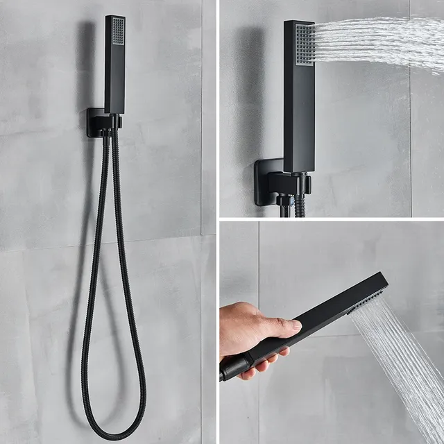 Ensemble de robinets de douche noirs système de douche à… – vue 3