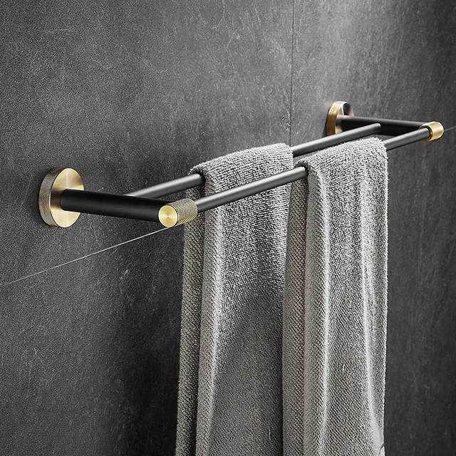 Ensemble accessoires salle bain mural noir mat laiton… – vue 3