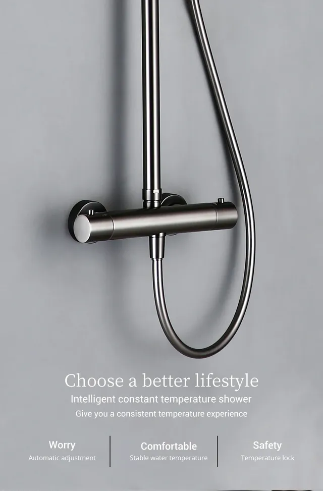 Pommeau de douche thermostatique en bronze à canon – vue 5