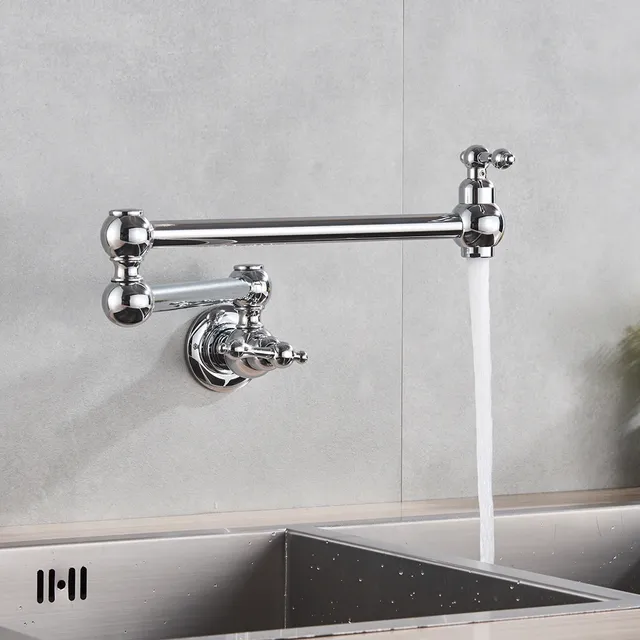 Robinet mural noir chromé – vue 4