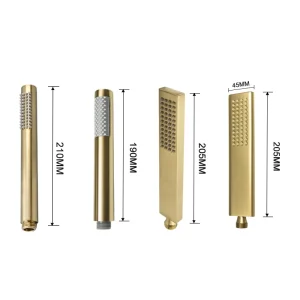 Douche à main en or brossé, salle de bains, pomme de douche à économie d&rsquo;eau, support mural rond et carré, tuyau de douche, pulvérisateur à main de bain