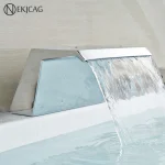 Bec de salle de bains chromé de luxe, cascade, bec de salle de bains en laiton monté sur le pont, accessoire de robinet de baignoire, bec de remplacement, bec de robinet de lavabo