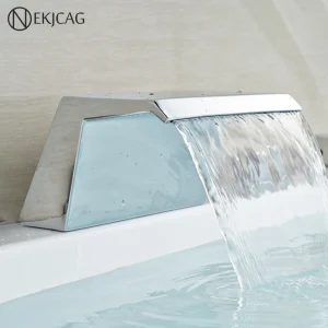 Bec de salle de bains chromé de luxe, cascade, bec de salle de bains en laiton monté sur le pont, accessoire de robinet de baignoire, bec de remplacement, bec de robinet de lavabo