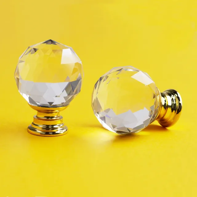 Bouton cristal facetté sphérique transparent base métal… – vue 5