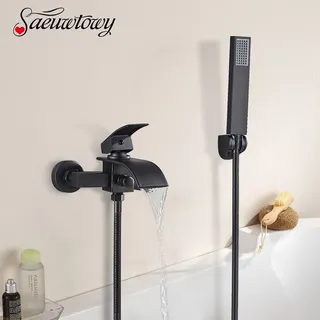 Robinet baignoire mural noir mat cascade large monocommande levier…