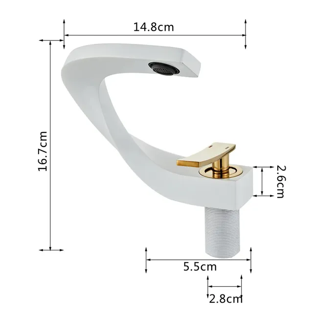 Robinet de salle de bains en laiton or blanc – vue 6