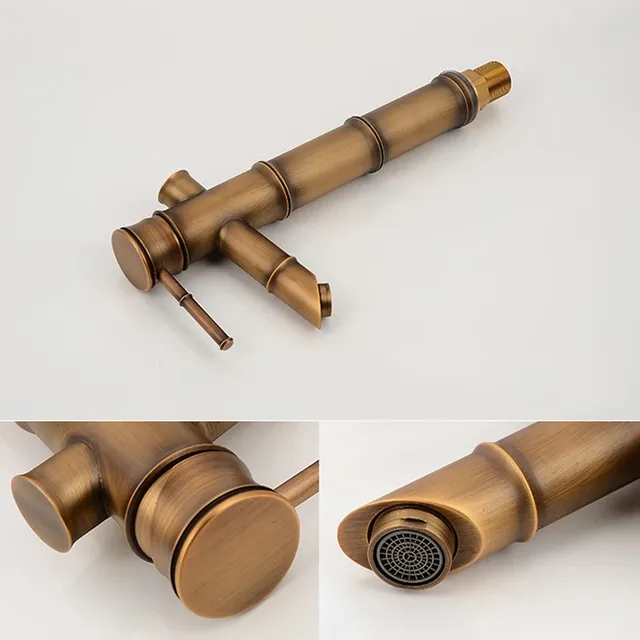 Robinet de lavabo en laiton Antique en forme de bambou… – vue 6