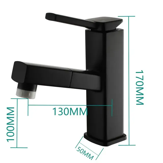 Mitigeur lavabo monocommande noir mat contemporain carré… – vue 6