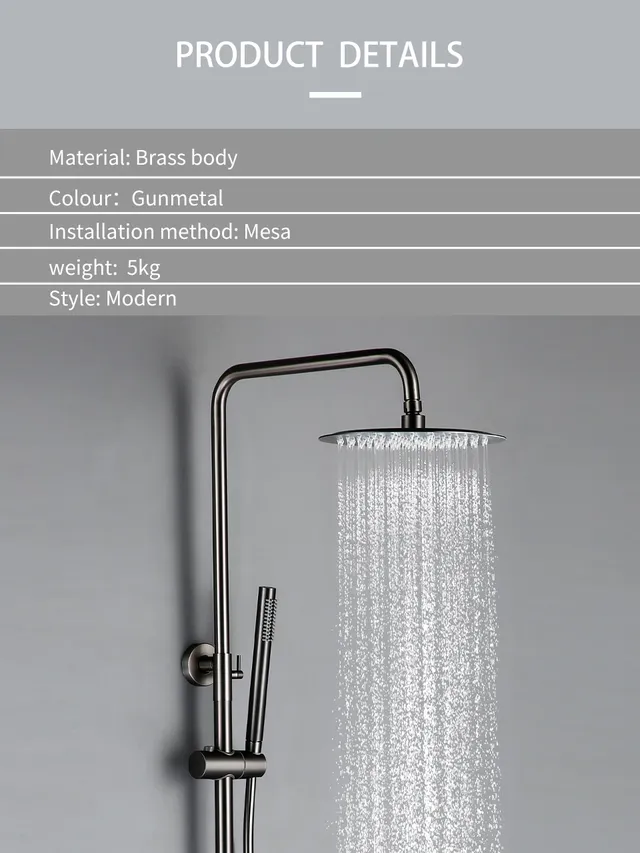 Pommeau de douche thermostatique en bronze à canon – vue 2