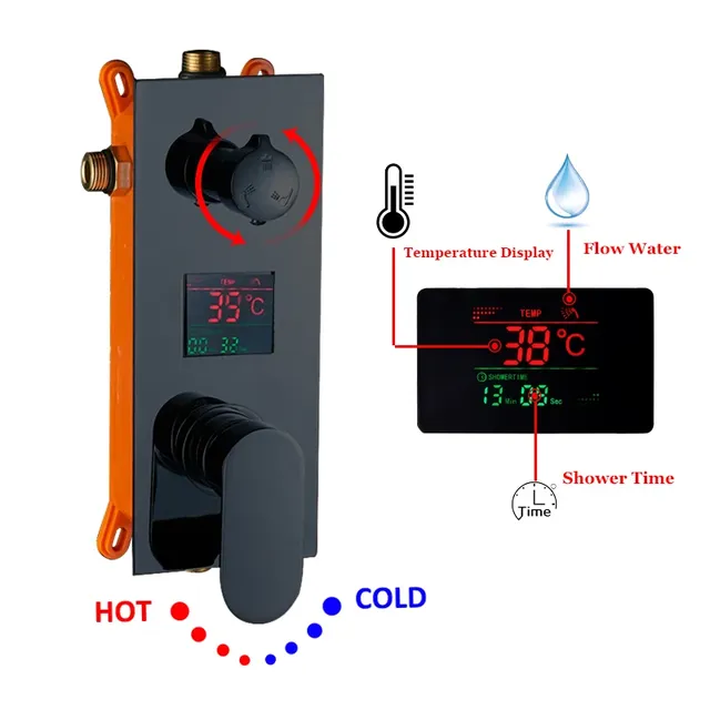 Ensemble de robinets de douche à affichage numérique LED… – vue 2
