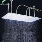 Shbshimy – pomme de douche chromée 40x80cm, grand robinet de salle de bains chromé, pulvérisateur carré en acier inoxydable