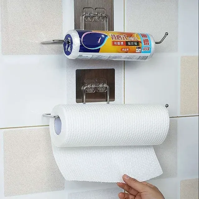 Porte rouleau essuie tout mural adhésif acier inoxydable… – vue 2