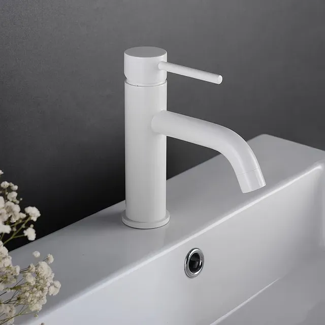 Robinet de lavabo de salle de bains blanc – vue 2