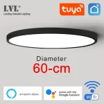 Plafonnier LED intelligent avec design moderne, luminaire décoratif de plafond, support d&rsquo;application Tuya et Smart Life, Alexa, Google Home, Echo AI, fonction à commande vocale, 36/45W