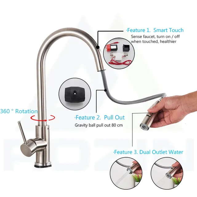 Rozin robinet de cuisine tactile intelligent noir… – vue 2