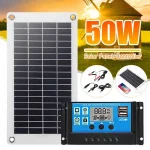 Panneau solaire 50W Kit de panneau solaire 12V contrôleur de chargeur de batterie pour caravane et bateau et panneau solaire double USB 30A contrôleur solaire
