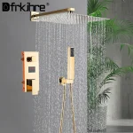 Ensemble de douche à affichage numérique LED, système de douche dissimulé, cascade de pluie, LCD numérique, ensemble de chlore pour centre commercial de bain, or