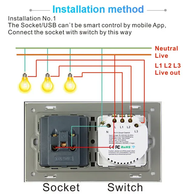 Interrupteur mural intelligent – vue 3