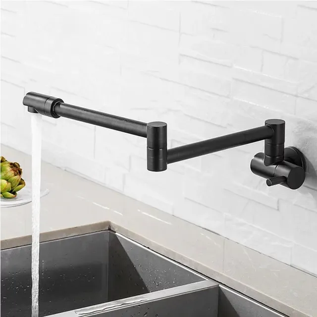 Robinet mural cuisine bras articulé double pivot noir… – vue 5