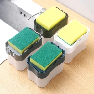 distributeur savon vaisselle pompe porteéponges caddie compact minimaliste incurvé drainant antidérapant plastique rigide blanc gris noir