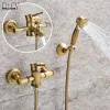 Ensemble de robinets de bain-douche en bambou, salle de bains, robinet de baignoire, mitigeur d&rsquo;eau, robinet de grue, finition Bronze Antique avec douchette à main EL740