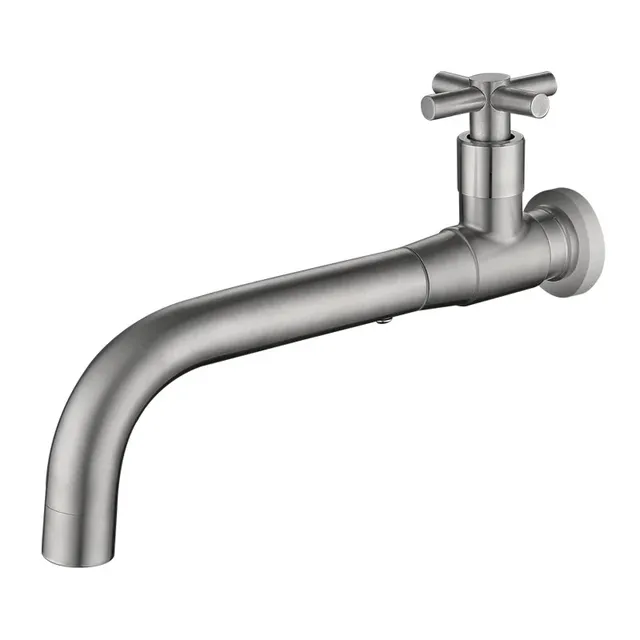 Robinet mural lavabo inox 304 brossée noir mat bec long… – vue 3