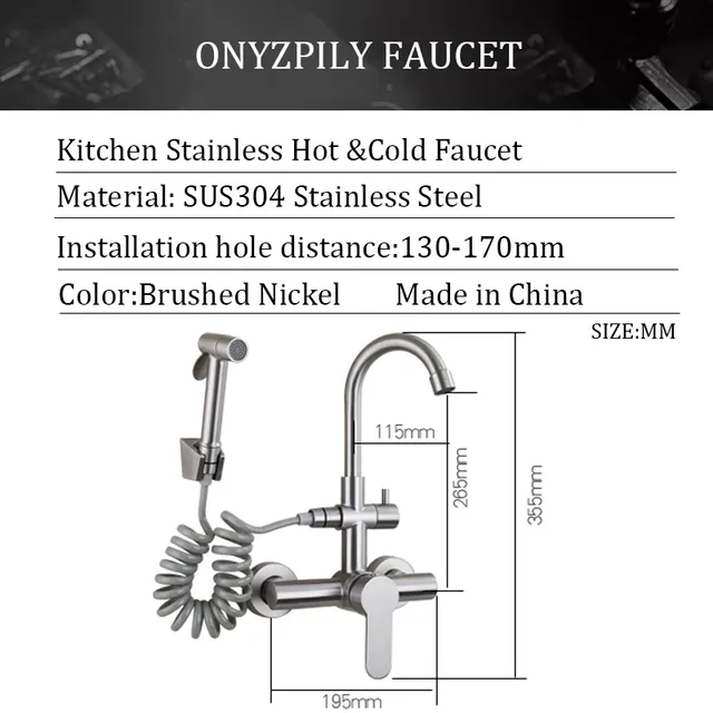 Onyzpily brossé Nickel 304 acier inoxydable cuisine… – vue 6