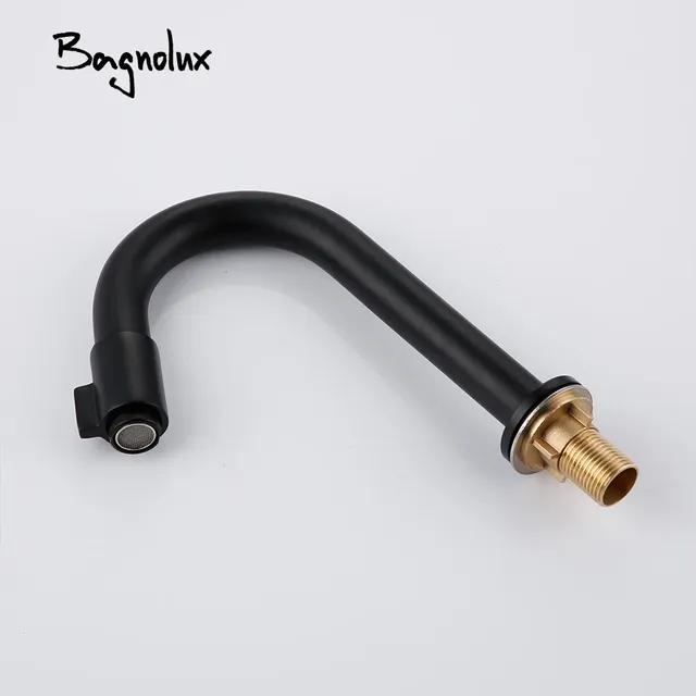 Bagnolux robinet vasque noir mat laiton massif col cygne… – vue 6