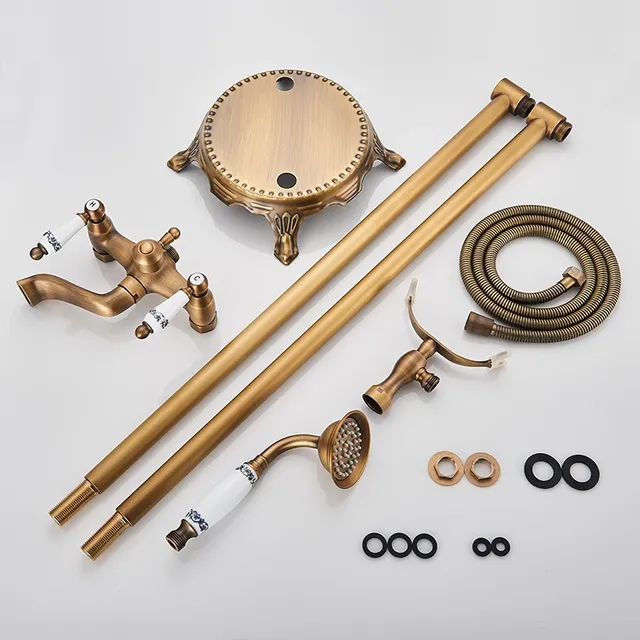 Robinet colonne bain douche îlot rétro victorien bronze… – vue 5