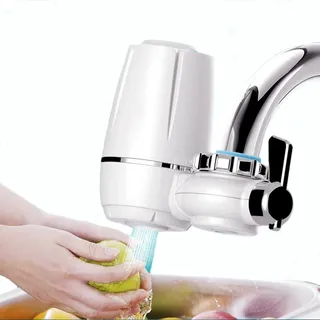 Filtre robinet cuisine céramique compact blanc ABS bague chromée…