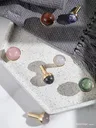 Poignée meuble laiton rose quartz naturel cabochon poli… – vue 2