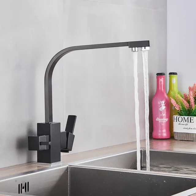 Mitigeur Cuisine Noir Mat Bec Haut Angulaire Pivotant… – vue 3