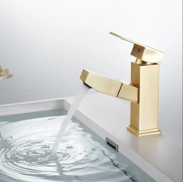 Mitigeur lavabo levier unique monotrou laiton or brossé… – vue 4
