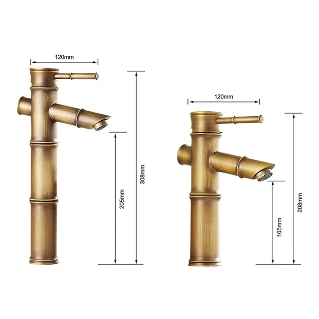 Robinet de lavabo en laiton Antique en forme de bambou… – vue 7