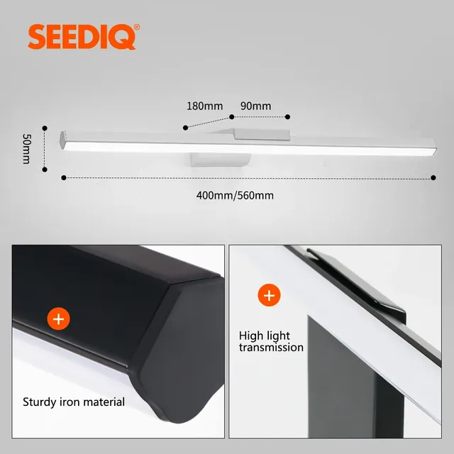 Led Miroir lumière Pour salle de bains Blanc Noir Led… – vue 6