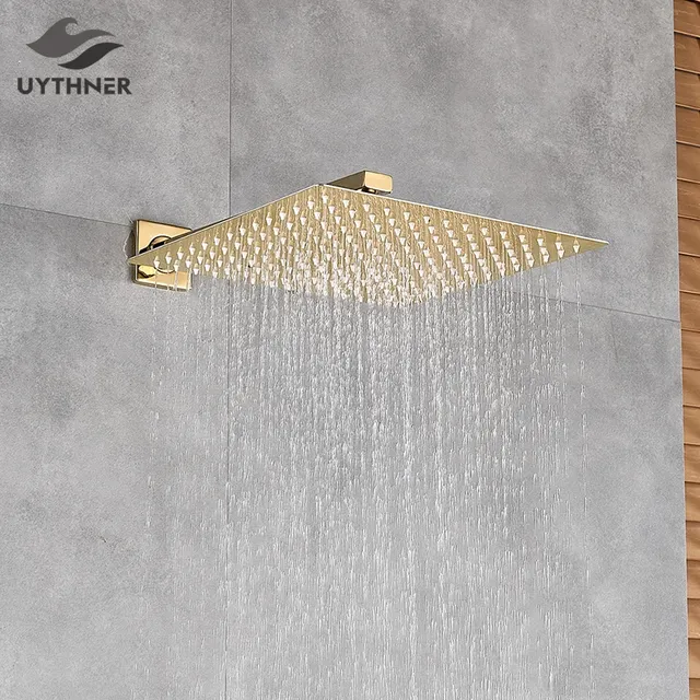 Pommeau douche carré extra plat grand format effet pluie…